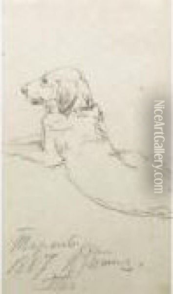 Study Of A Dog Oil Painting - Ilya Efimovich Efimovich Repin