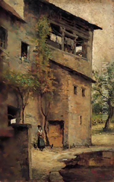 In Cortile Oil Painting - Giovanni Giani