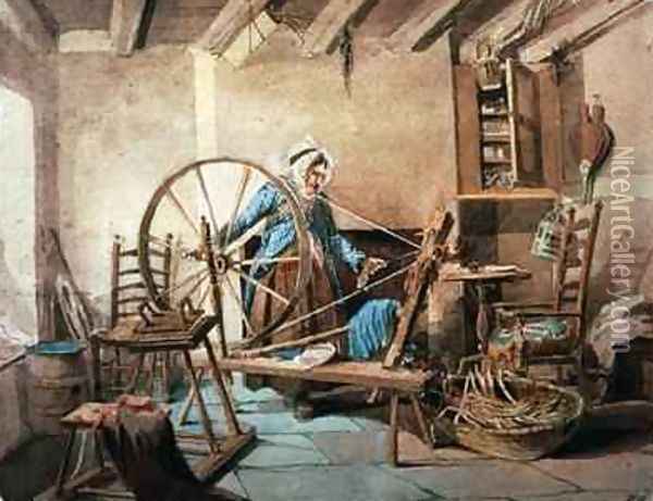 The Quill Winder Oil Painting - John Harden