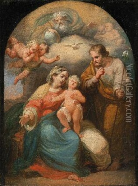 Sacra Famiglia Oil Painting - Giovanni Carnovali