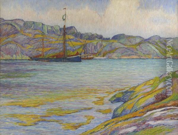 Batar Vid Klippa Oil Painting - Karl Fredrik Nordstrom