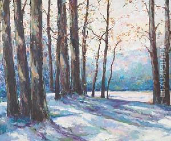 A Winter Landscape Oil Painting - John Fabian Carlson