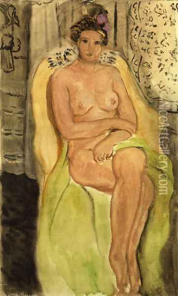 Nude in an Armchair, Legs Crossed Oil Painting - Henri Matisse