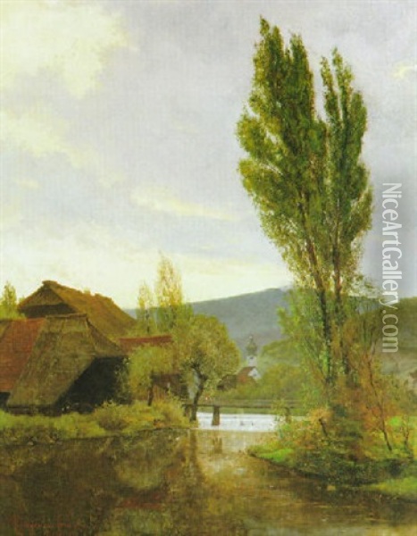 Schwarzwaldtal In Der Abendsonne Oil Painting - Manfred Lindemann-Frommel