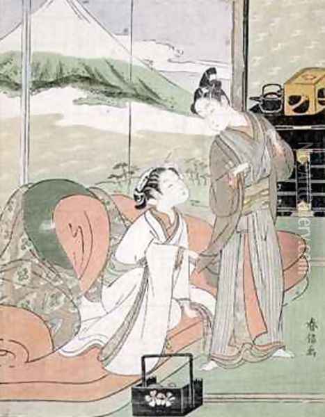 Lover Taking Leave of a Courtesan Oil Painting - Suzuki Harunobu