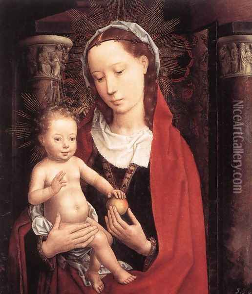 Standing Virgin and Child c. 1490 Oil Painting - Hans Memling