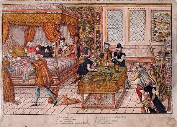 The Death of Henri II 1519-59 10th July 1559 Oil Painting - Tortorel, J. Perrissin, J. J. &