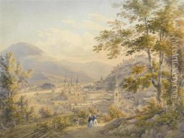 View Of Salzburg Oil Painting - Johann Jakob Meyer