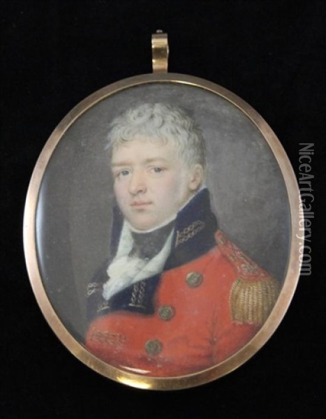 Miniature Of An Army Officer Oil Painting - Inles Vernet