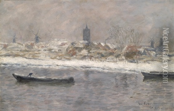 Winteransicht Von Schiedam (vorort Von Rotterdam) Oil Painting - Siebe Johannes ten Cate