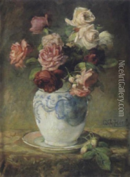 Rosen In Vase Oil Painting - Gustav August Hessl