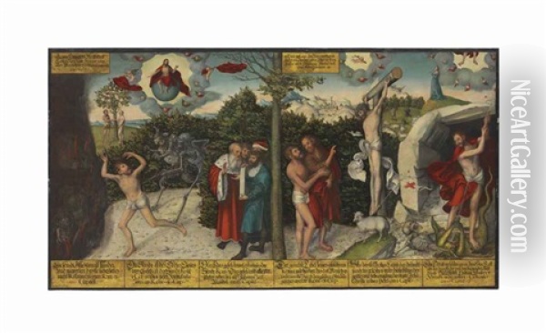 Law And Grace Oil Painting - Lucas Cranach the Elder