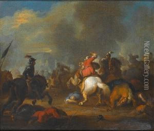 A Cavalry Battle Between Christians And Turks Oil Painting - Pandolfo Reschi