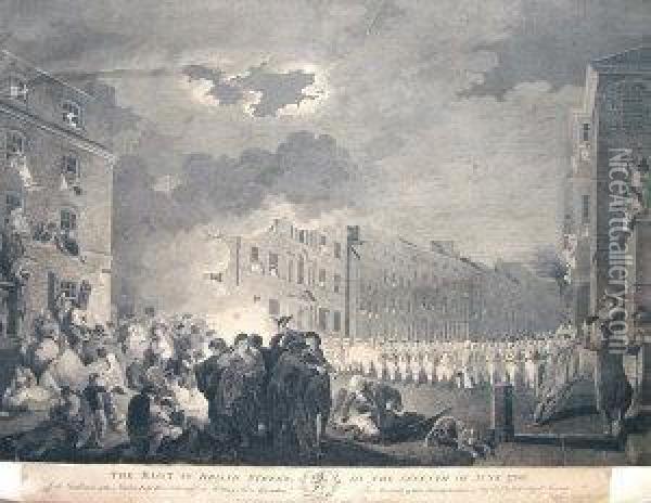 The Riot In Broad Street On The Seventh Of June 1780 Oil Painting - James Heath