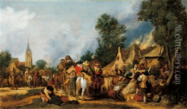 Plunderung Eines Dorfes Oil Painting - Pieter De Molijn
