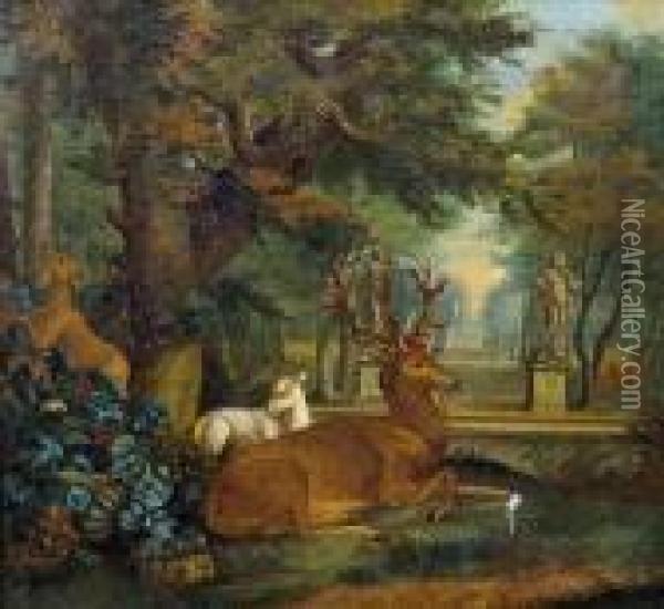 Wild Im Park Oil Painting - Johann Elias Ridinger or Riedinger