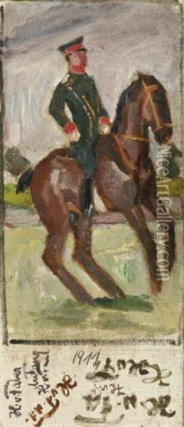 Ulanenoffizier Zu Pferd Oil Painting - Hans Von Faber Du Faur