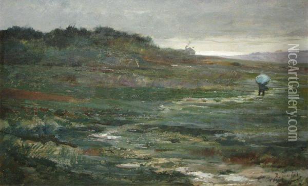 Promeneur Sous L'averse Oil Painting - Louis-Auguste Girardot
