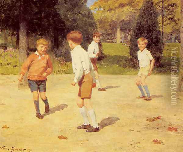 Boys Playing Oil Painting - Victor-Gabriel Gilbert