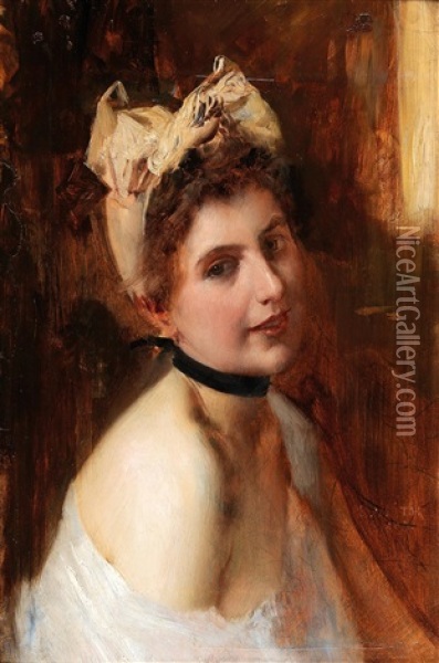 Viennese Girl Oil Painting - Eduard Veith