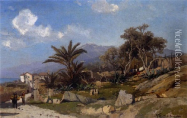 An Der Riviera Bei Bordighera Oil Painting - Karl Lorenz Rettich