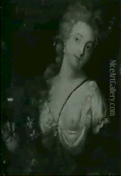 Portrait Of A Lady As Flora Oil Painting - Henri Gascars