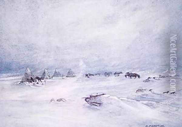 A Blizzard on the Barrier Oil Painting - George Marston