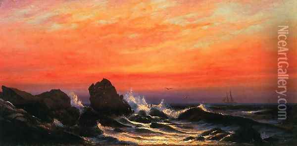Rocky Coast Oil Painting - Francis Augustus Silva