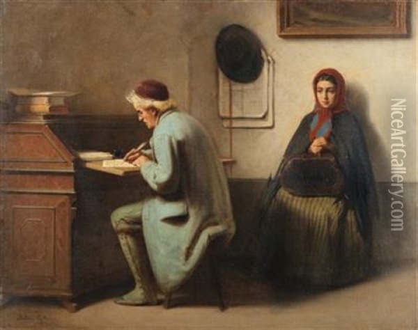 A Letter Of Recommendation Oil Painting - Antonio Rotta
