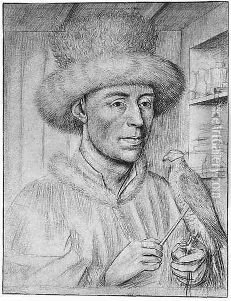 Portrait of a Man with a Falcon 1445-50 Oil Painting - Petrus Christus