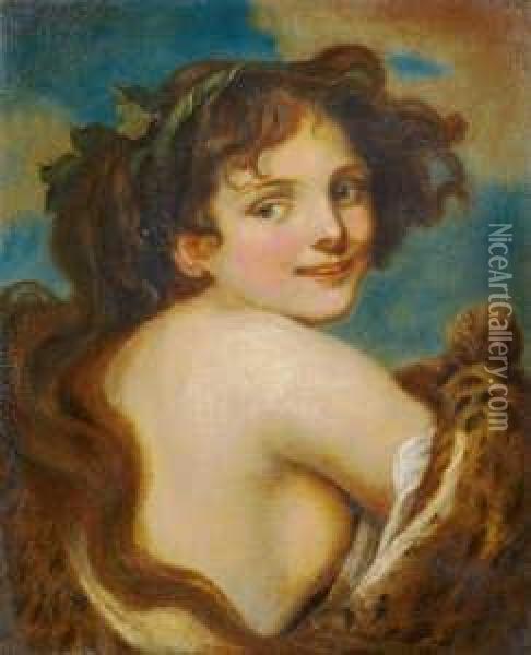 Jugendliche Bacchantin. Oil Painting - Jean Baptiste Greuze