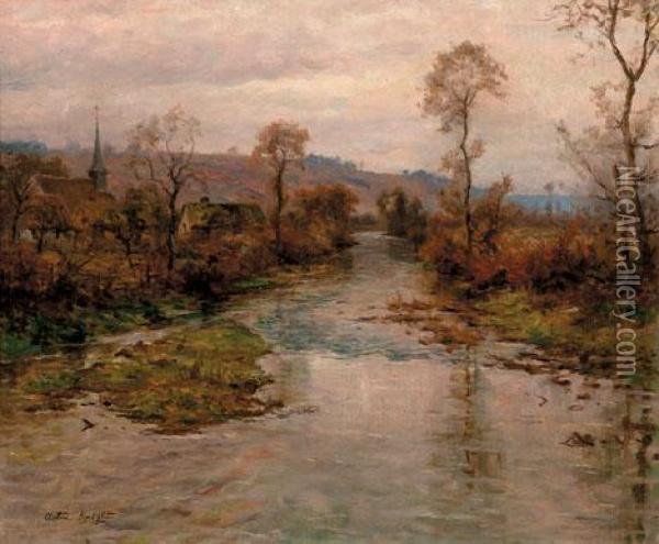 Village By A River Oil Painting - Louis Aston Knight