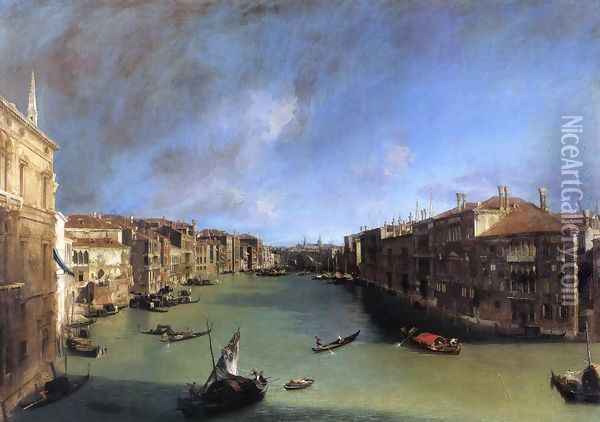 Grand Canal: Looking Northeast from the Palazzo Balbi to the Rialto Bridge Oil Painting - (Giovanni Antonio Canal) Canaletto