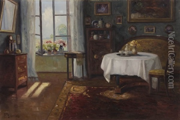 Interior Scene Of Dining Room Oil Painting - Franz (August Waidhofer) Demel