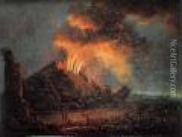 Eruption Du Stromboli De Nuit Oil Painting - Pierre-Jacques Volaire