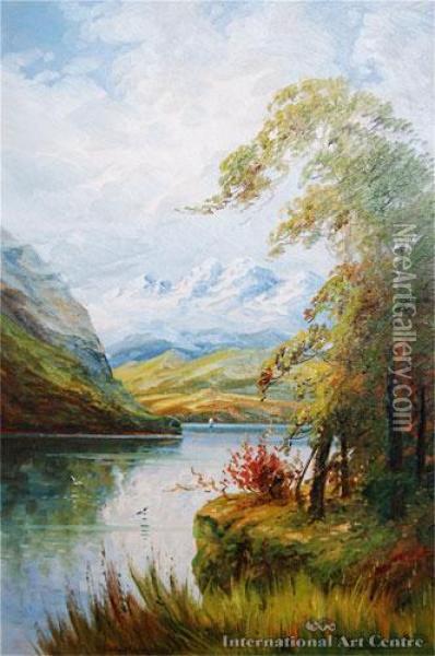 Lake Scene (lake Manapouri) Oil Painting - William Allen Bollard