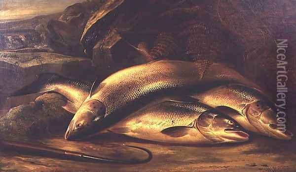 Still Life of Salmon Oil Painting - Henry Leonidas Rolfe