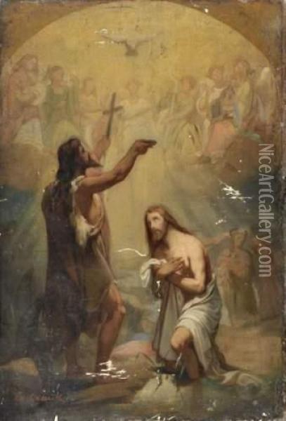 Bapteme Du Christ Oil Painting - Charles Alexandre Crauk