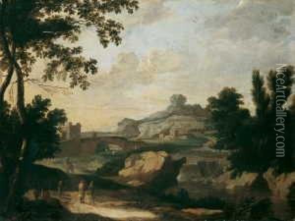Sudliche Flusslandschaft. Oil Painting - Jacob De Heusch