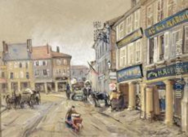 Ansicht Eines Marktplatzes In Nordfrankreich Oil Painting - Ernst Vollbehr