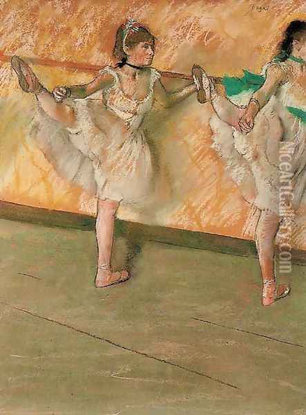 Dancers at the bar Oil Painting - Edgar Degas