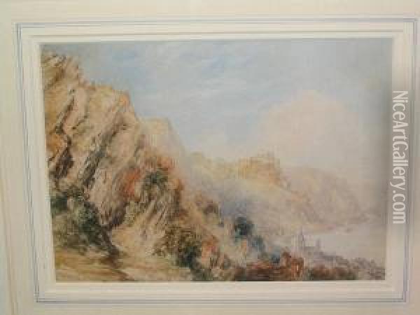A Rhine Valley Landscape Oil Painting - Henry Harris Lines