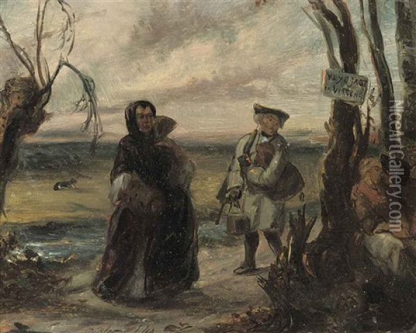 Vrije Jagt En Vissche (caught In The Act) Oil Painting - David Joseph Bles
