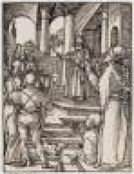 Christ Before Pilate (b.31; M., Holl.140) Oil Painting - Albrecht Durer