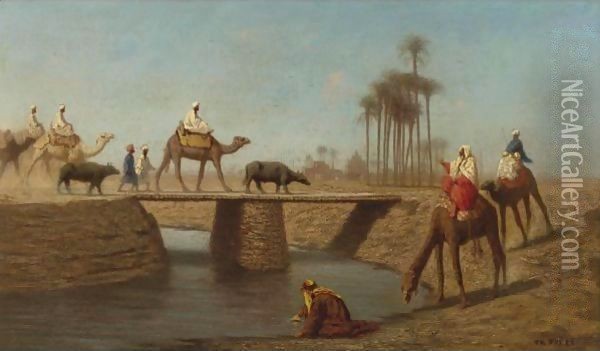 A Bridge, High Egypt Oil Painting - Charles Theodore Frere