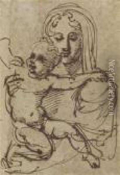 Study For Saint Mary And Child Oil Painting - Annibale Carracci