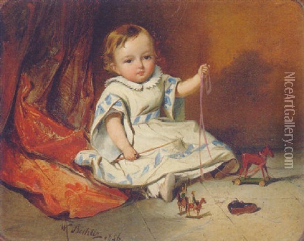 The Infant Jockey Oil Painting - Wilhelm M. Richter