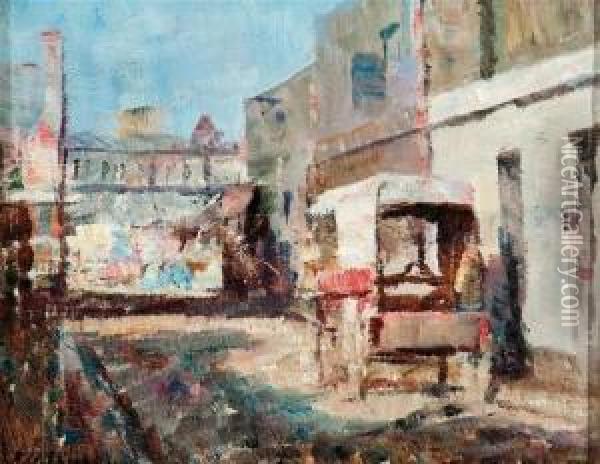Untitled - Near The Old Bakery, Melbourne Oil Painting - Frederick McCubbin
