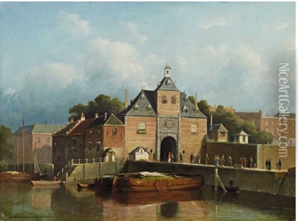 A View Of A City Gate Oil Painting - Jan Weissenbruch