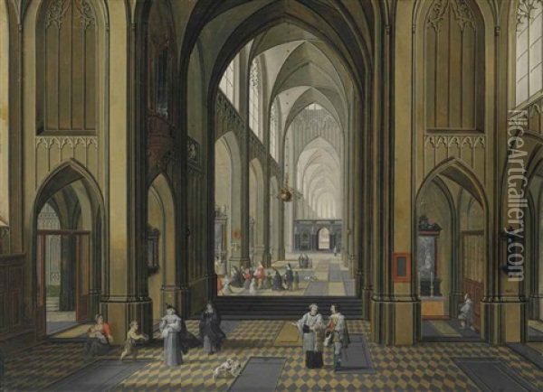 Interior Of A Gothic Church Oil Painting - Peeter Neeffs the Elder